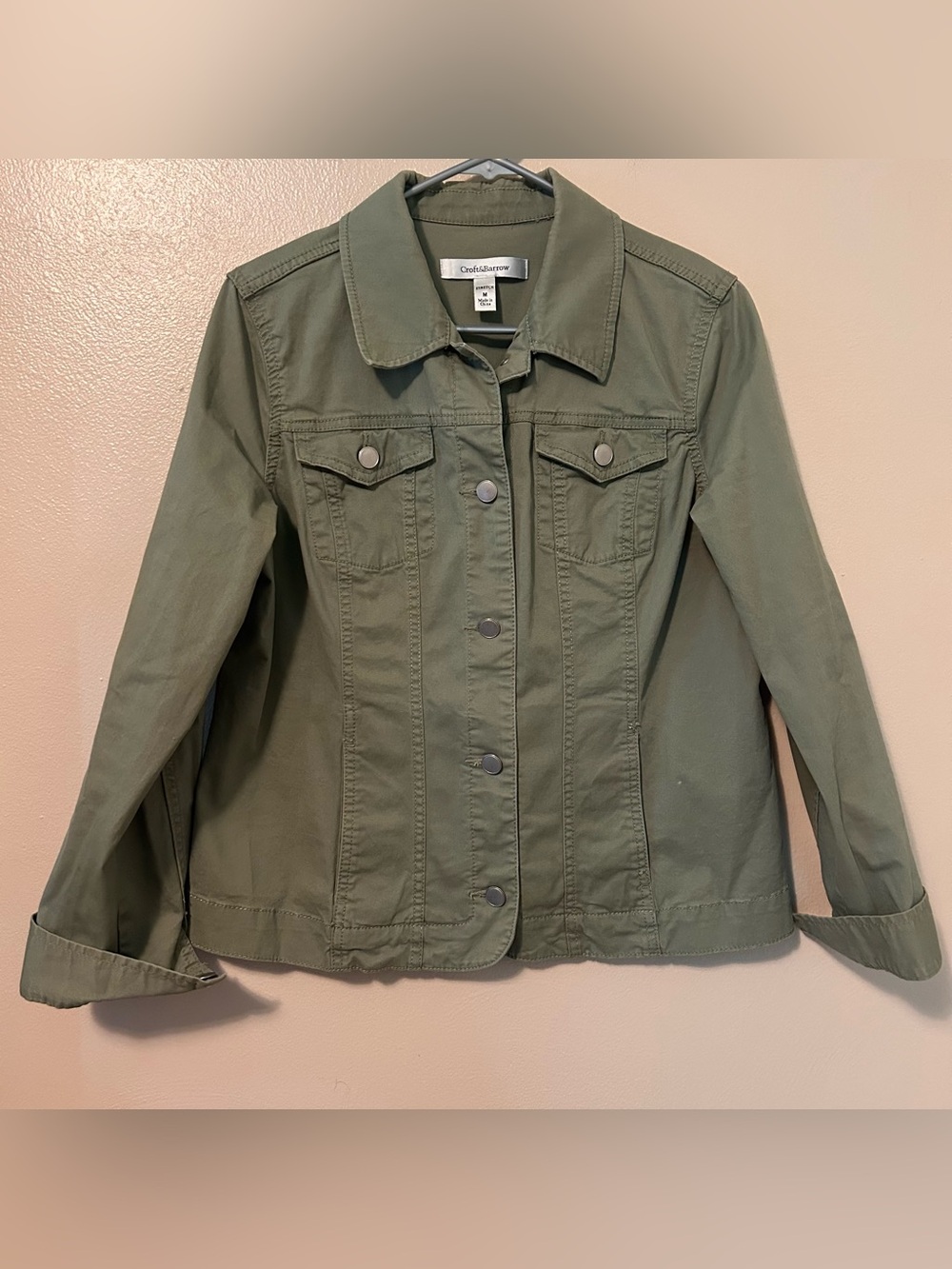 Croft & Barrow Olive Green Women's Lightweight Jean Jacket